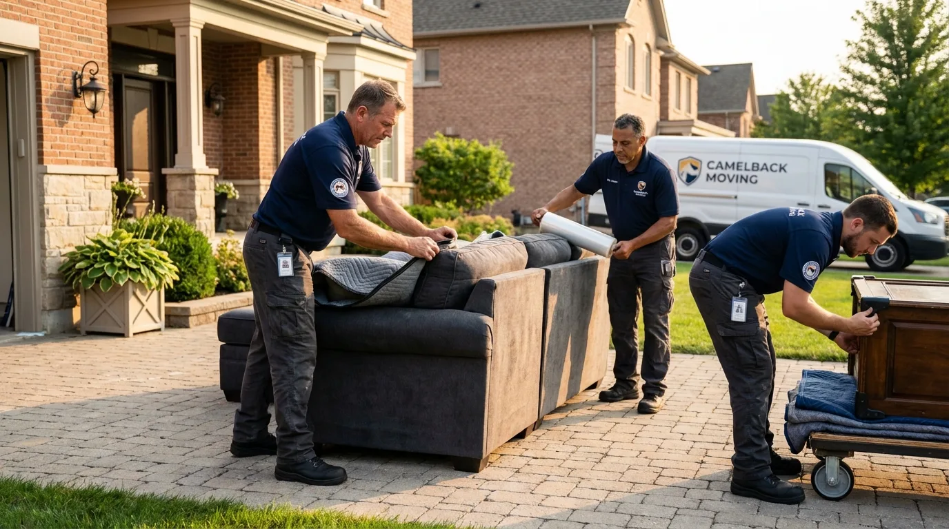 Large estate moving crew wrapping furniture in Tatum, TX